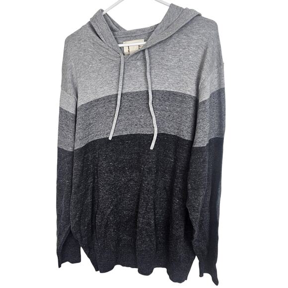 True Nation Pullover Sweater Men XL Black Gray Colorblock Sweater Hooded Sweater - Picture 1 of 9